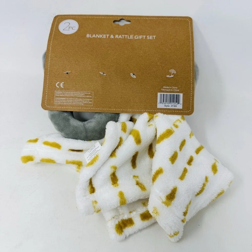 Lila & Jack Elephant Floral Flower Lovey Security Blanket Rattle 2pc Gift‎ Set